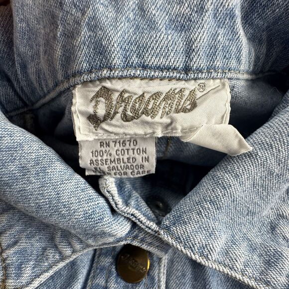 Vintage Dreams Denim Jumpsuit Womens Small 80s Full Length Jean Romper - Picture 9 of 10